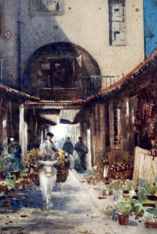 Gardon Grant Smith (1860-1913) Fuenterrabia, Spain 1894 and 2 street scenes, largest 13.5 x 9.5in.